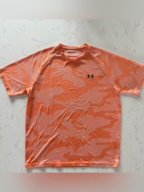 under armour orange camo athletic tee shirt active gear top men’s